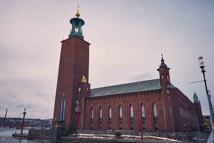 Ansicht Rathaus Stockholm Winter